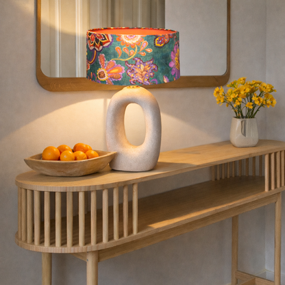 Lampenschirm Petrol Orange – Florales Design mit orientalischem Touch