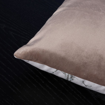 Dekokissen 40 x 40 cm Stoff Baumwolle Floral Beige weiße Blumen Rückseite Samt Beige