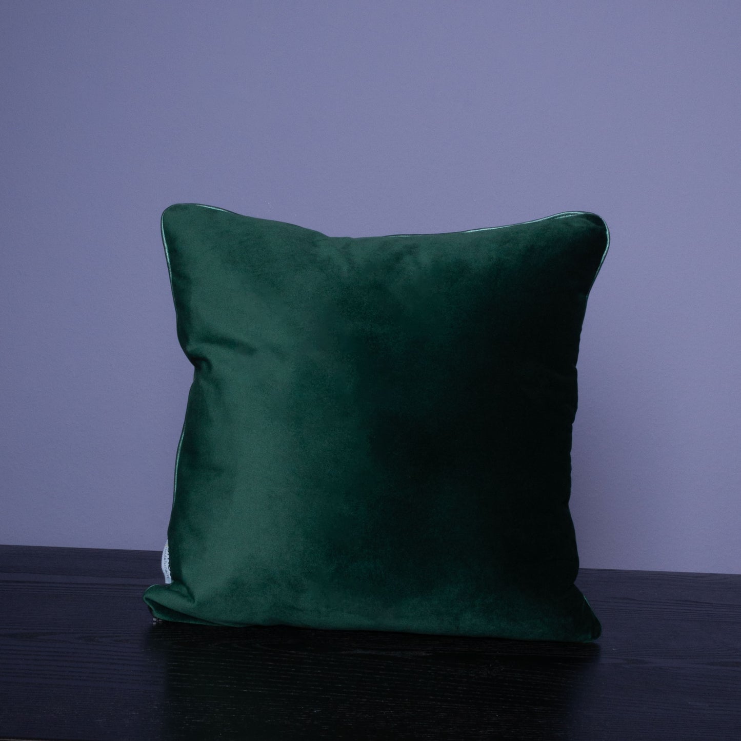 Dekokissen 40 x 40 cm Stoff Baumwollstoff grüne Blätter Floral, Rückseite grüner Samt