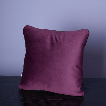 Handgefertigtes Dekokissen aus Samt mit floralem Muster in Orange und Schwarz