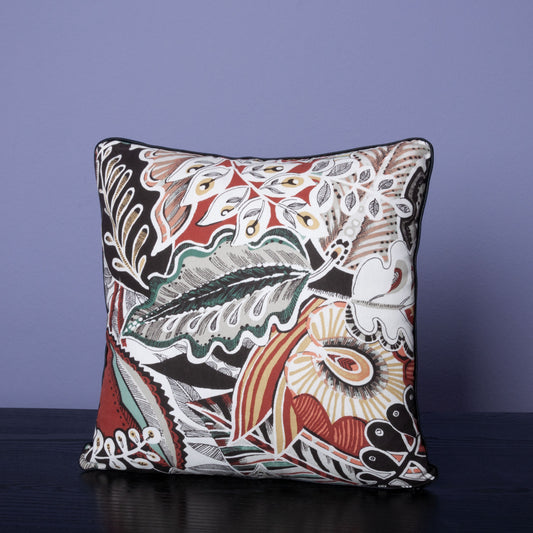 Dekokissen 40 x 40 cm Stoff Baumwollstoff Floral Abstrakt Rückseite schwarzer Samt