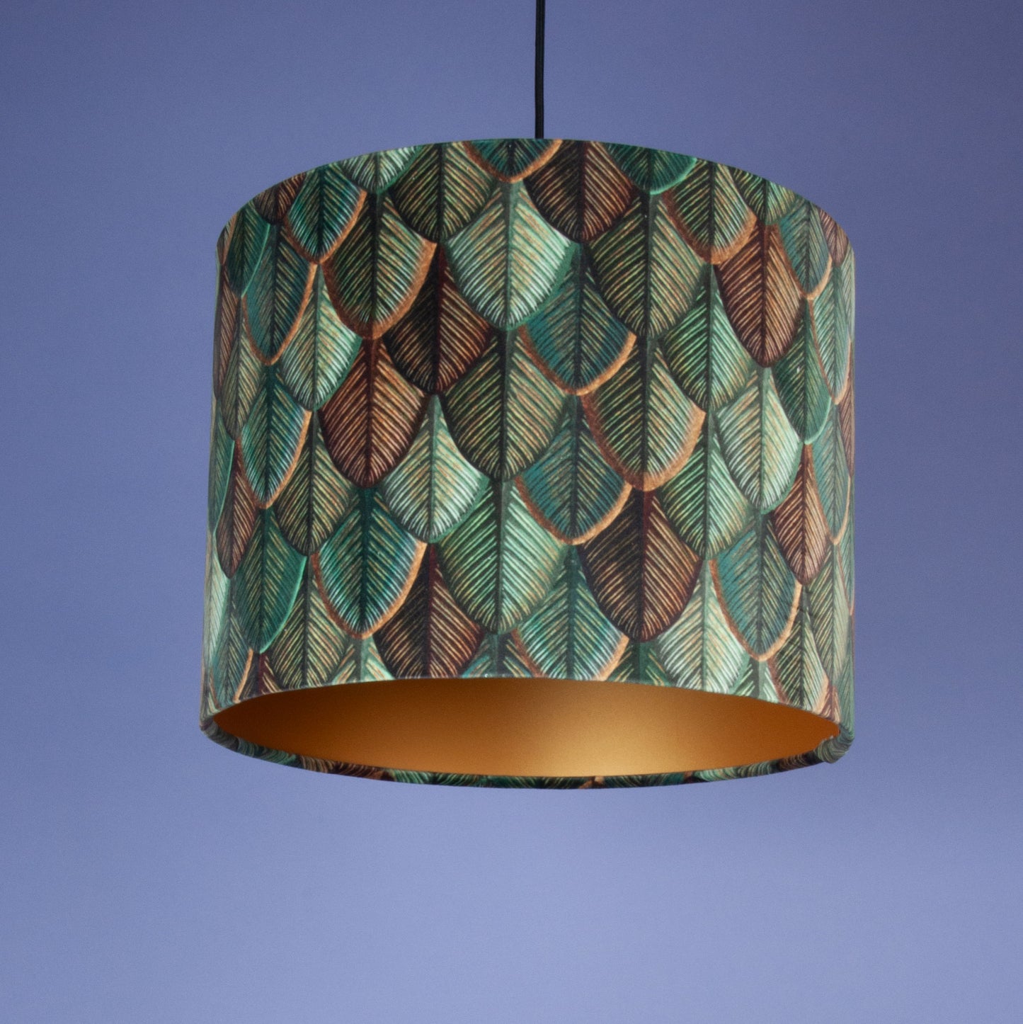 Lampenschirm Grün-Gold mit Blätterdesign – Edler Stofflampenschirm im Kolonialstil – Elegantes Art-Déco-Ambiente
