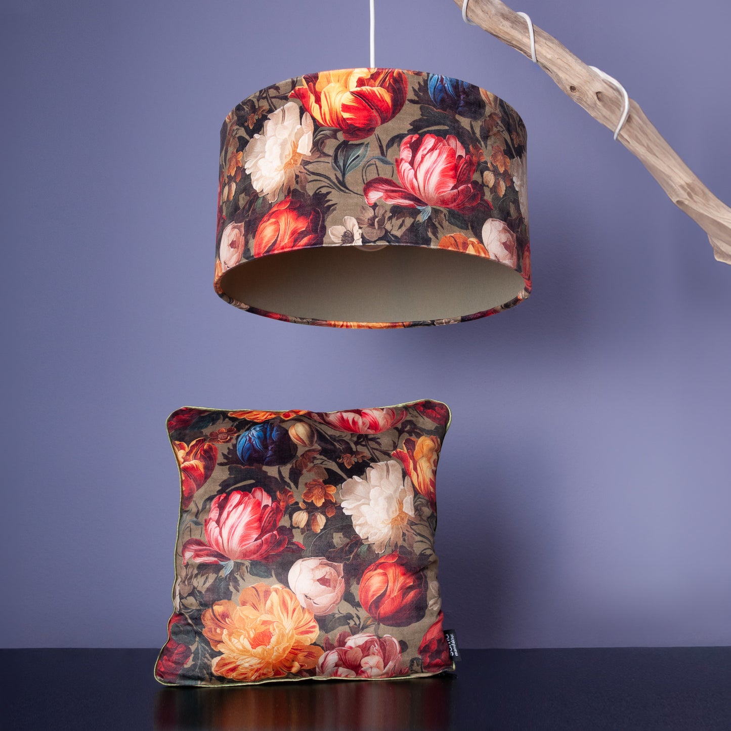 Lampenschirm Blumenmuster – Opulenter Stofflampenschirm – Barock & Vintage-Flair für dein Zuhause