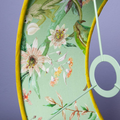 Lampenschirm Samt Senfgelb – Tropisches Muster Innen – Stofflampenschirm für Hänge- & Stehlampen