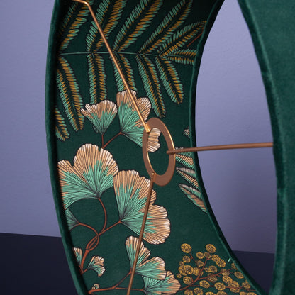 Lampenschirm Samt Dunkelgrün – Ginkgo-Blatt-Muster – Bestseller Stofflampenschirm für Hänge- & Stehlampen