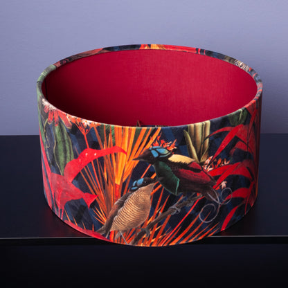 Lampenschirm Exotisches Dschungelmuster – Innen Rot – Tropischer Stofflampenschirm für Hänge- & Stehlampen