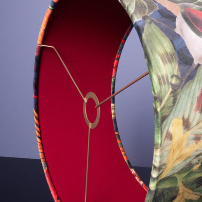 Lampenschirm Exotisches Dschungelmuster – Innen Rot – Tropischer Stofflampenschirm für Hänge- & Stehlampen