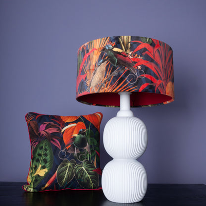 Lampenschirm Exotisches Dschungelmuster – Innen Rot – Tropischer Stofflampenschirm für Hänge- & Stehlampen