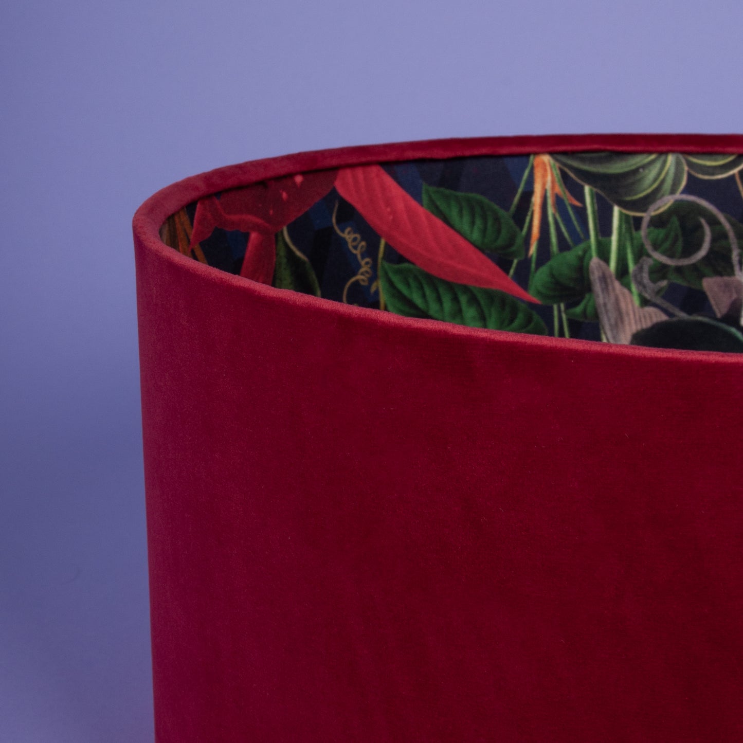 Lampenschirm Samt Bordeaux – Tropisches Muster Innen – Stofflampenschirm für Hänge- & Stehlampen