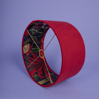 Lampenschirm Samt Bordeaux – Tropisches Muster Innen – Stofflampenschirm für Hänge- & Stehlampen