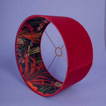 Lampenschirm Samt Bordeaux – Tropisches Muster Innen – Stofflampenschirm für Hänge- & Stehlampen