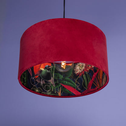 Lampenschirm Samt Bordeaux – Tropisches Muster Innen – Stofflampenschirm für Hänge- & Stehlampen