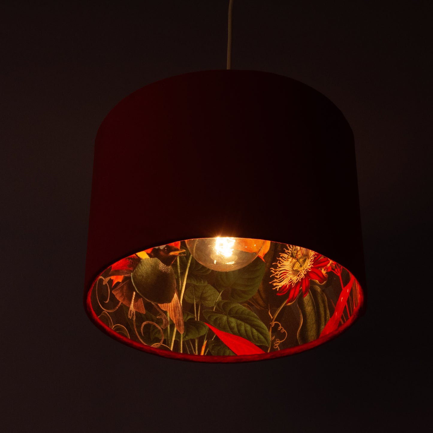 Lampenschirm Samt Bordeaux – Tropisches Muster Innen – Stofflampenschirm für Hänge- & Stehlampen