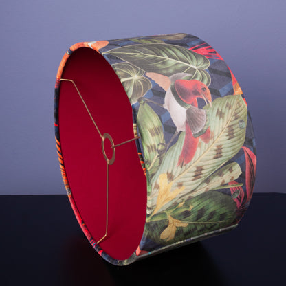 Lampenschirm Exotisches Dschungelmuster – Innen Rot – Tropischer Stofflampenschirm für Hänge- & Stehlampen