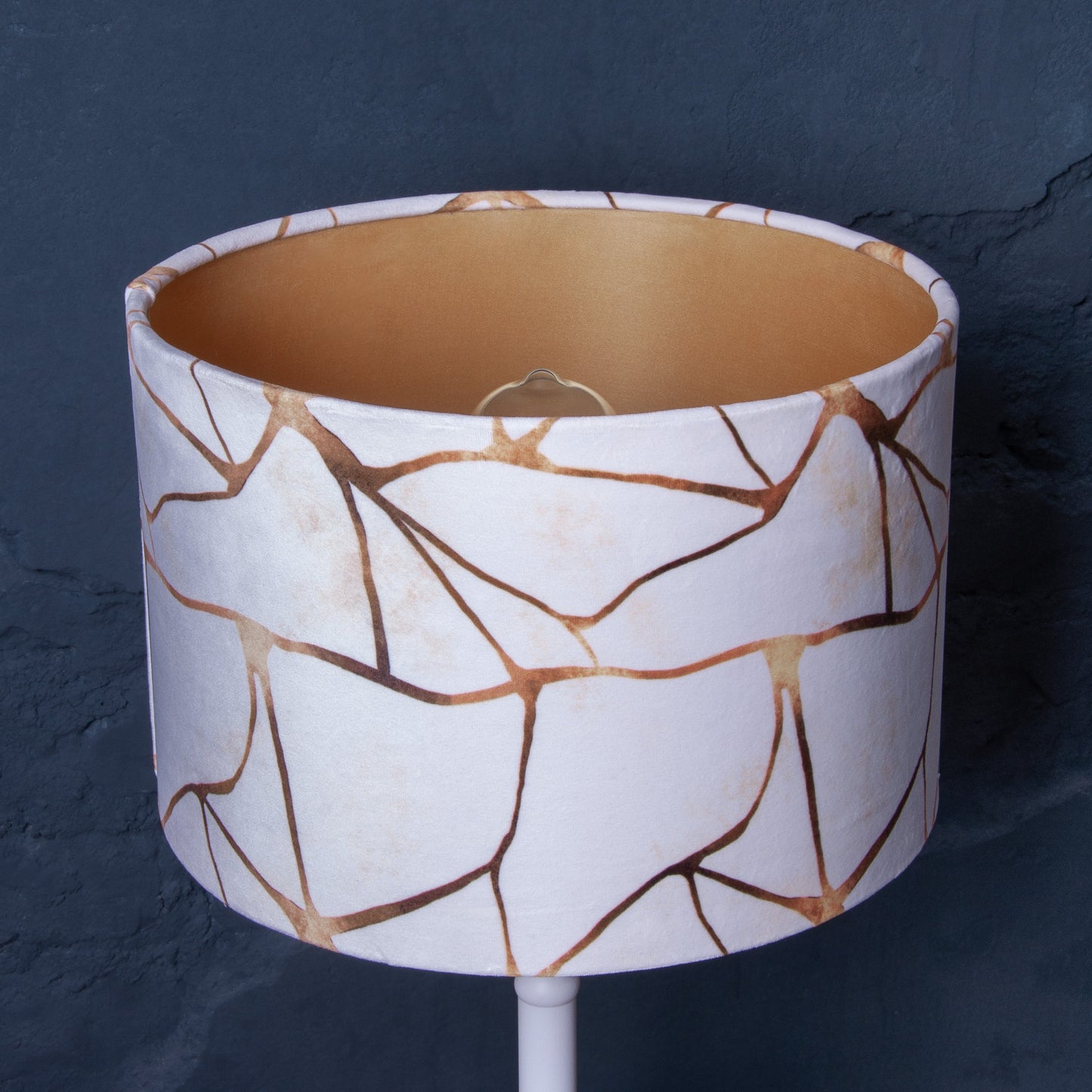 Lampenschirm Samt Weiß & Gold – Marmor-Optik – Luxuriöser Stofflampenschirm für Hänge- und Stehlampen