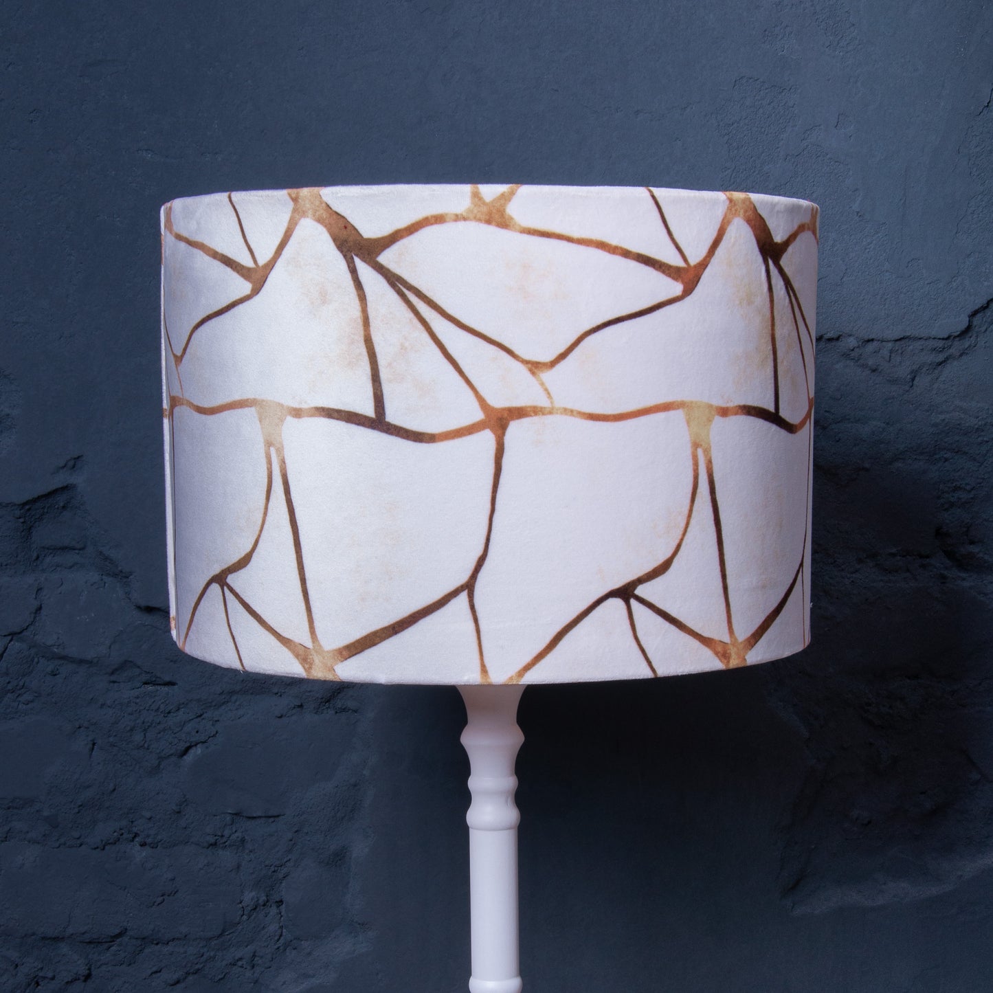 Lampenschirm Samt Weiß & Gold – Marmor-Optik – Luxuriöser Stofflampenschirm für Hänge- und Stehlampen