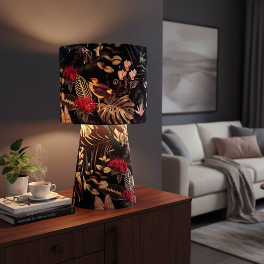 Exotische Tischleuchte mit Dschungelmotiv – Handgefertigte Designerlampe | Sama Manufaktur